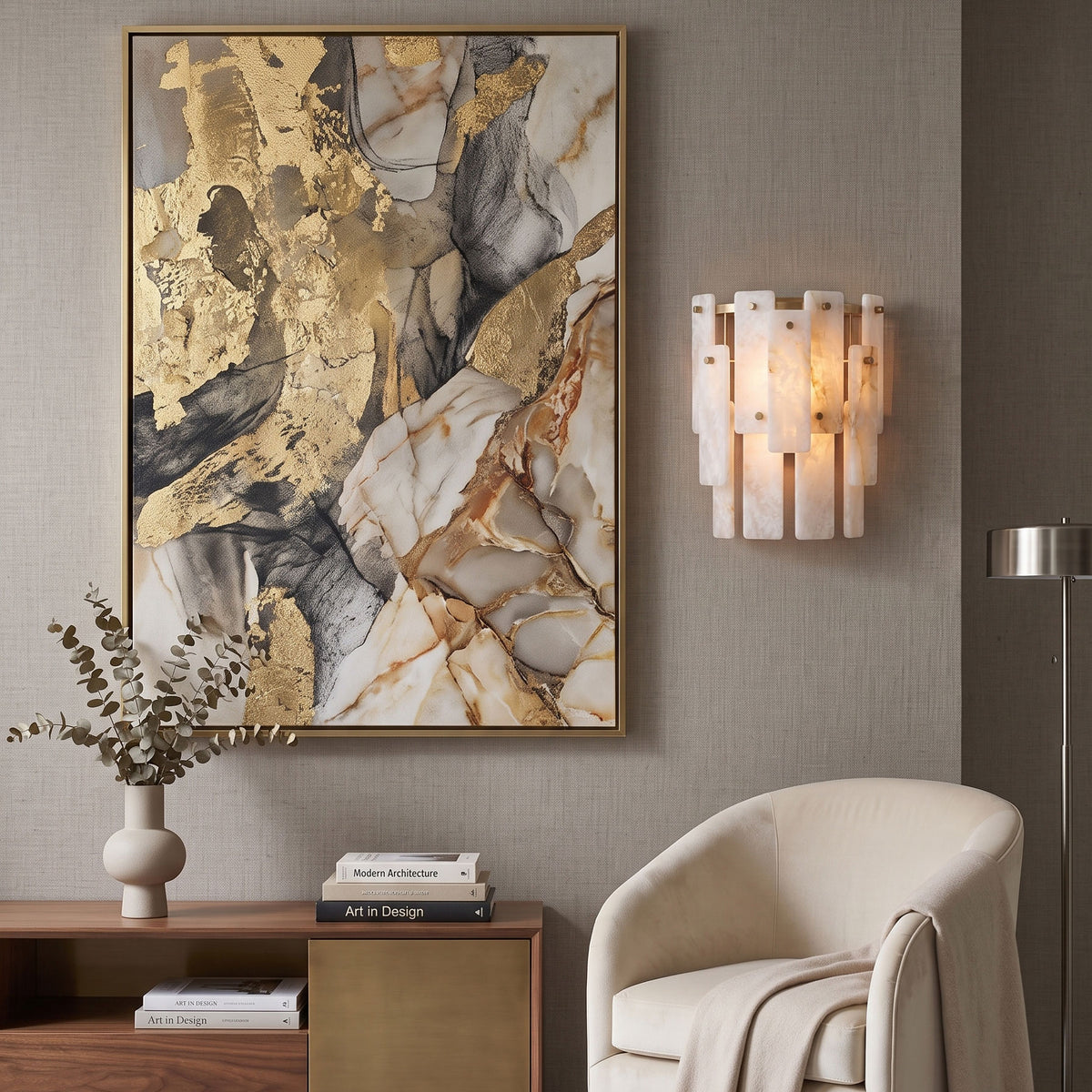 Albright Natural Alabaster Wall Sconce mounted on a wall