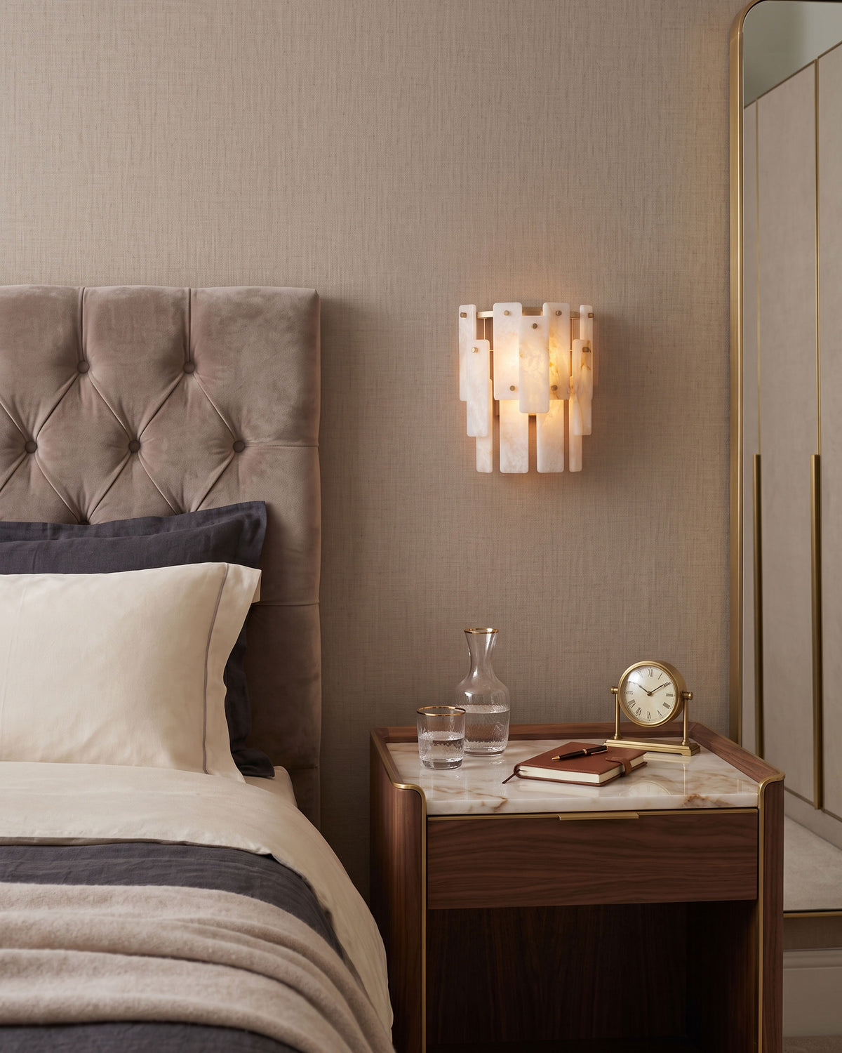 Albright Natural Alabaster Wall Sconce full silhouette