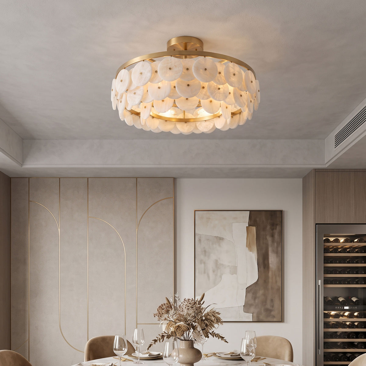 Nyssa Flush Mount Ceiling Light mounted on a ceiling