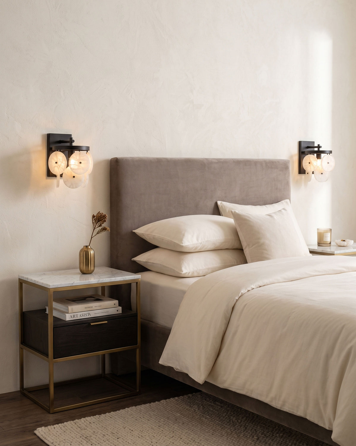 Nyssa Wall Sconce lit in a room setting